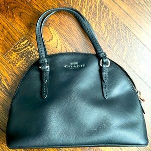 Coach crossbody satchel round crescent coatedleather bag - black